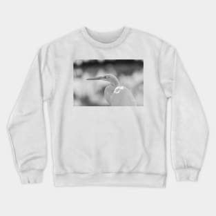 Black and white of Great egret Crewneck Sweatshirt